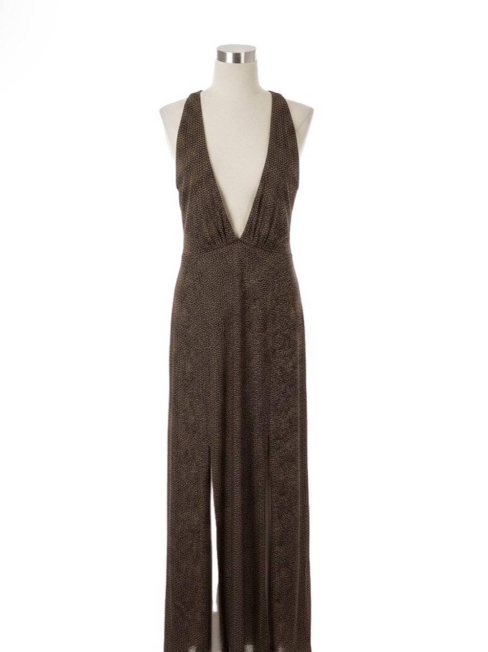 ASOS Deep V-Neck & Deep Back Leopard Print Maxi Lingerie Dress w Slit Dress (14)